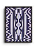 Abstract wavy striped pattern artwork in navy and white, framed, titled 0 - Fergus Hannant designed by Fergus Hannant.