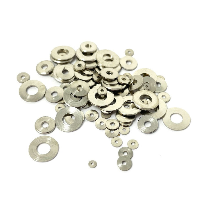 100x Flat Round Clock Washers, Nickel
