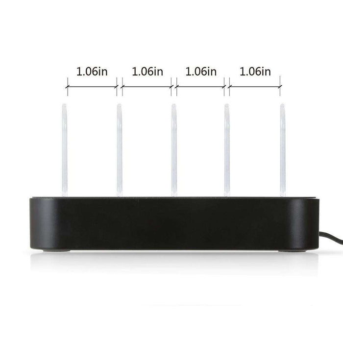 3-Port Fast Charge USB Phone Charger: black, white multi-device charging dock/stand, minimal style