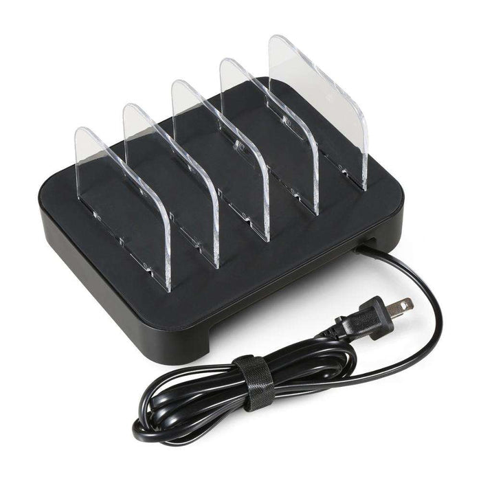 3-Port Fast Charge USB Phone Charger: black, white multi-device charging dock/stand, minimal style