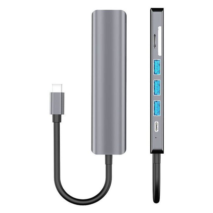 7-in-1 USB-C Hub: Ultimate Connectivity: silver, black USB-C multiport hub/docking adapter, minimal modern style