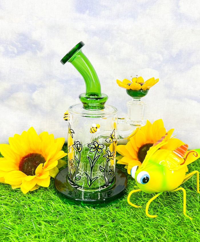 Sunflower Fields Glass Water Pipe/Dab Rig