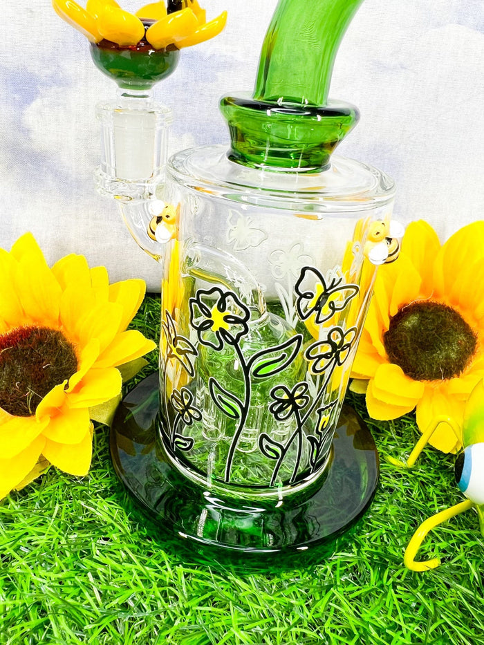 Sunflower Fields Glass Water Pipe/Dab Rig