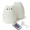 ABS Silicone LED Cat Night Light: white, black cat, kawaii minimal cartoon style