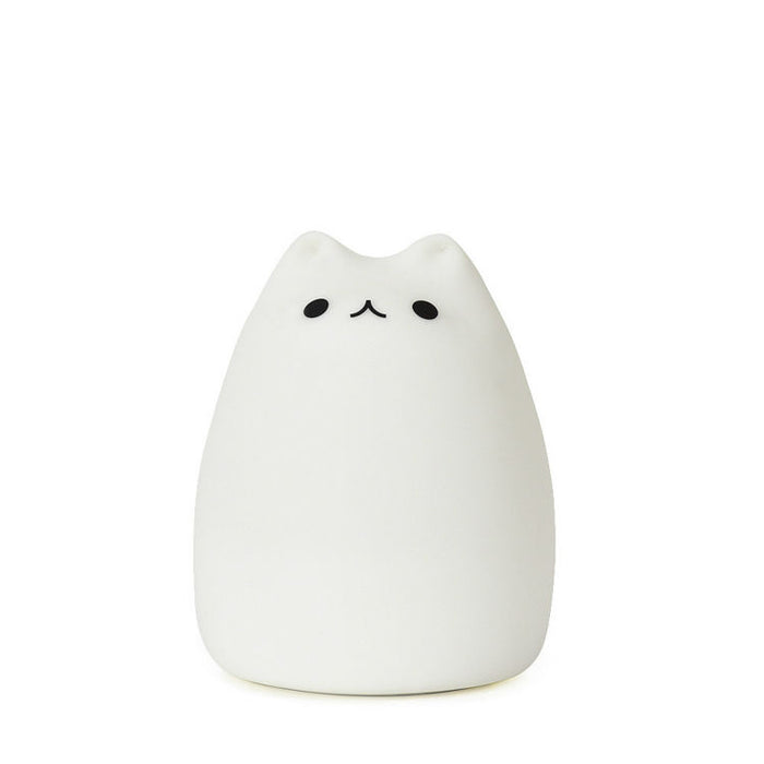 ABS Silicone LED Cat Night Light: white, black cat, kawaii minimal cartoon style