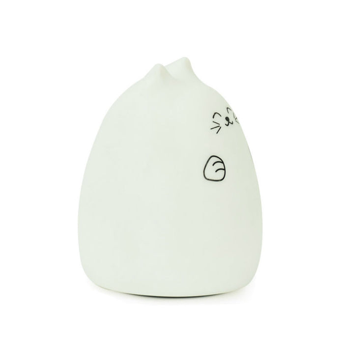 ABS Silicone LED Cat Night Light: white, black cat, kawaii minimal cartoon style