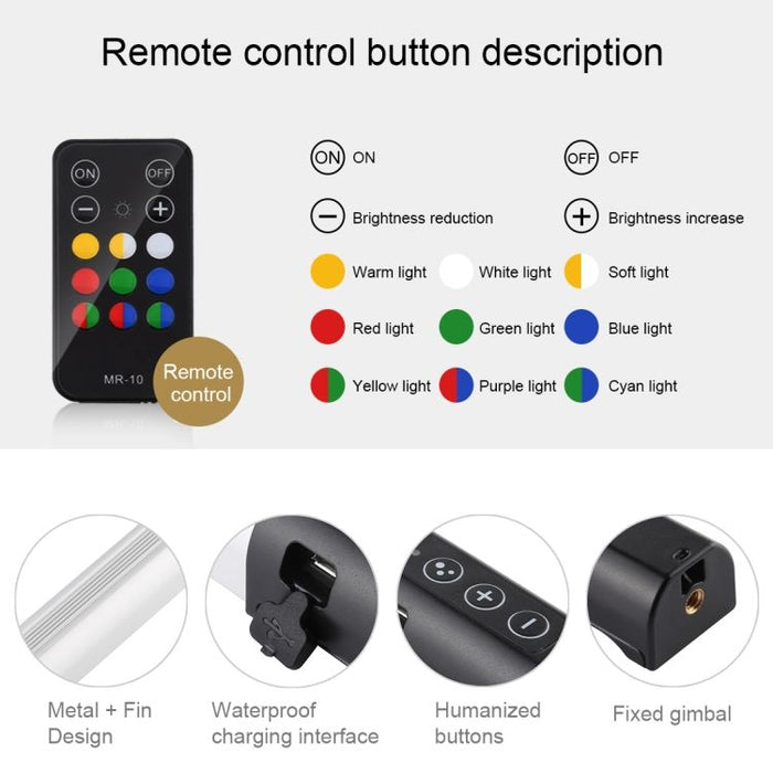 Adjustable RGB LED Fill Light: white, black LED light bar, minimal style