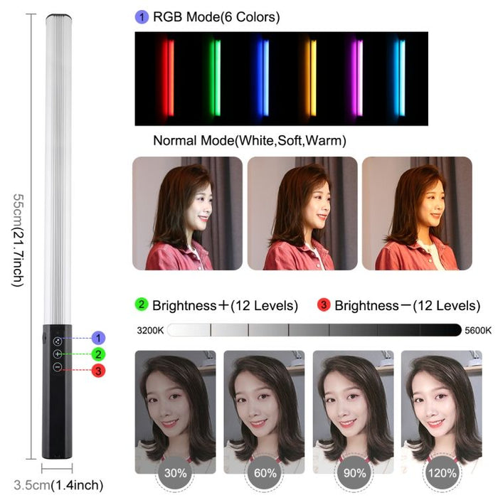Adjustable RGB LED Fill Light: white, black LED light bar, minimal style