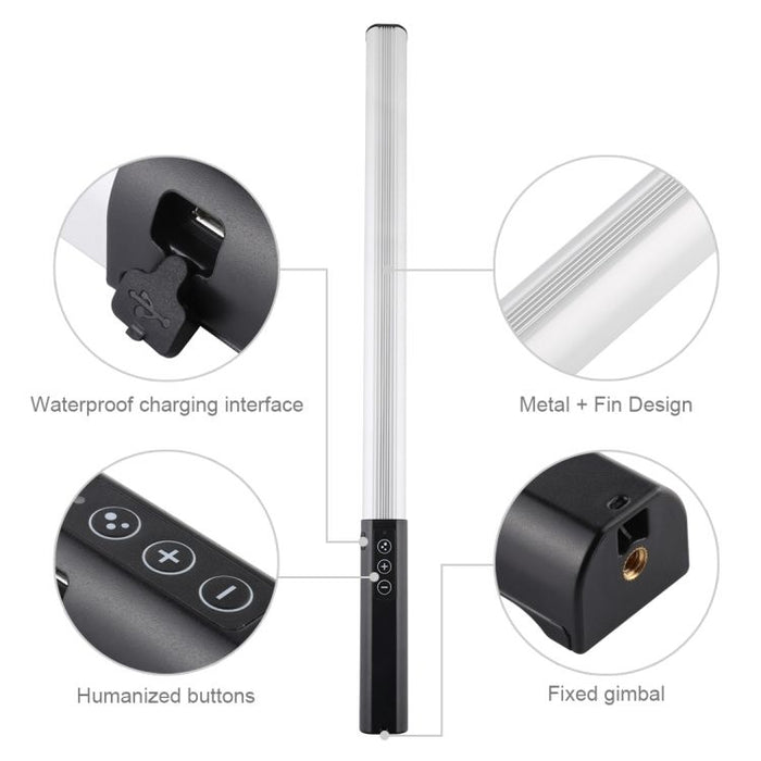Adjustable RGB LED Fill Light: white, black LED light bar, minimal style