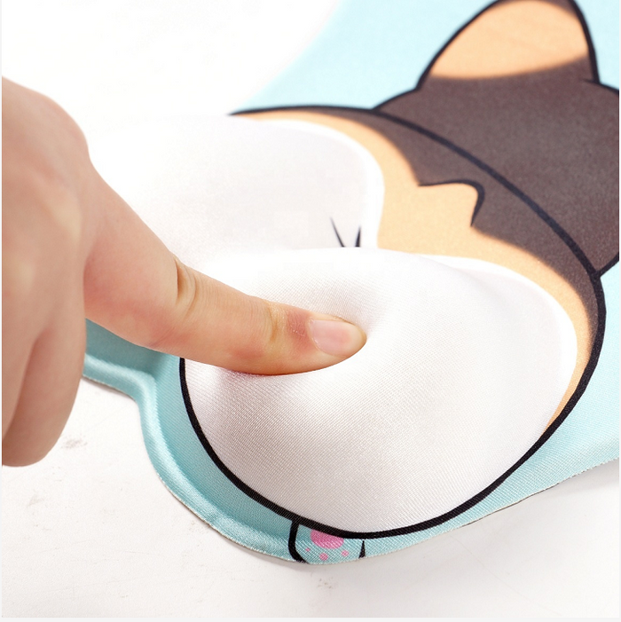 Anime Ass Wrist Rest Mousepad: white, cream anime-style blonde girl character, anime, cartoon, kawaii style