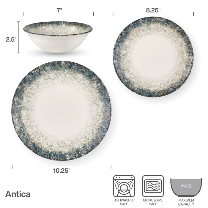 Arctica Blue 12 Piece Dinnerware Set, Service for 4