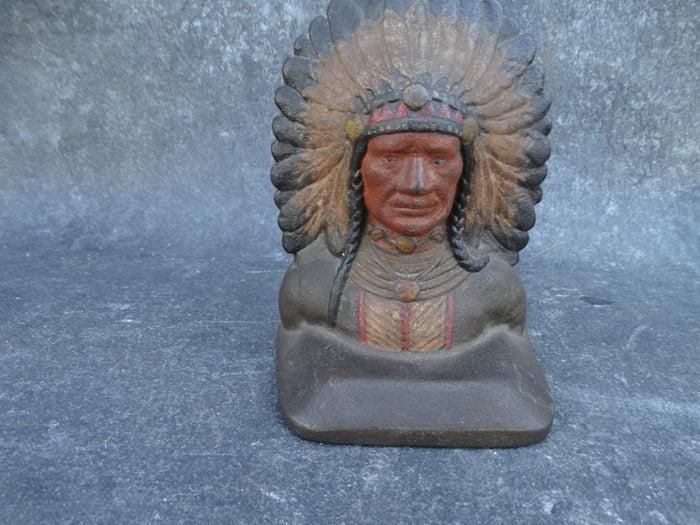 Arts & Crafts Cast Iron Indian Chief Single Bookend