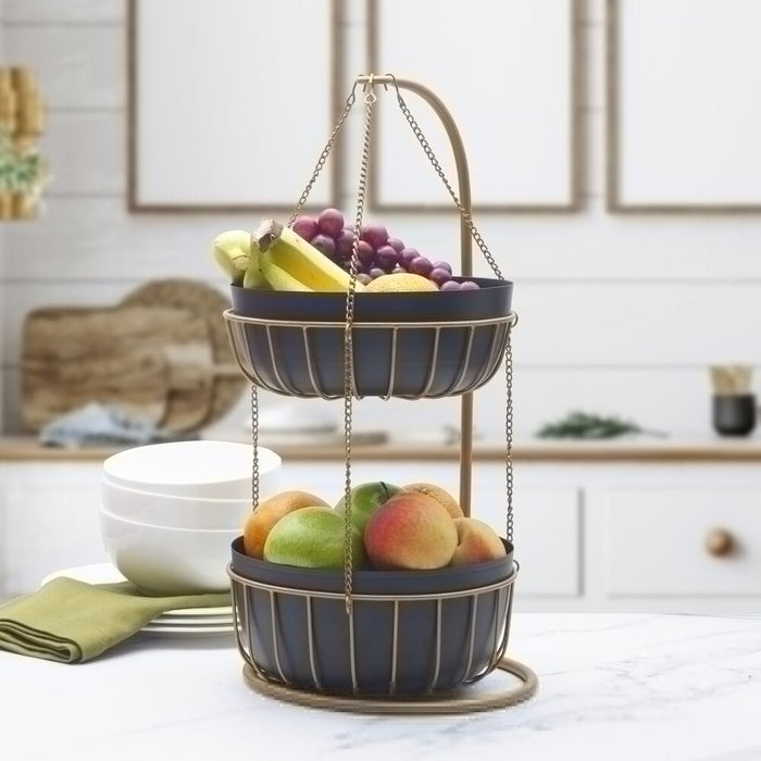 Aztec 2 Tier Hanging Storage Fruit Basket