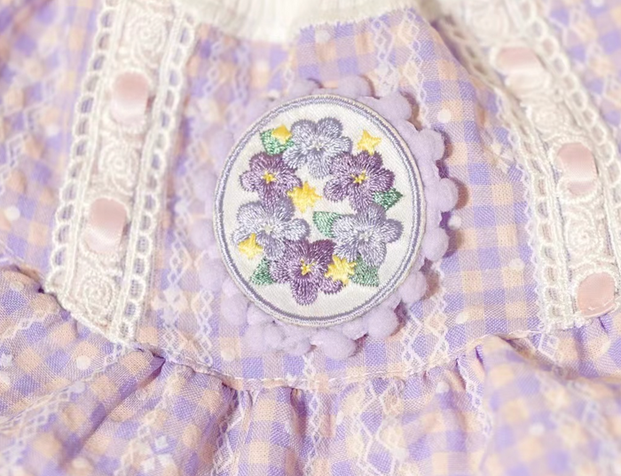 B.Bing Silk Print&Embroidery Bib Soda Violet