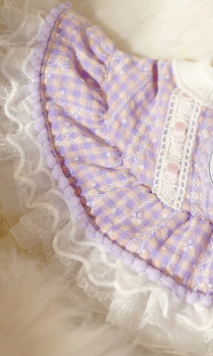 B.Bing Silk Print&Embroidery Bib Soda Violet