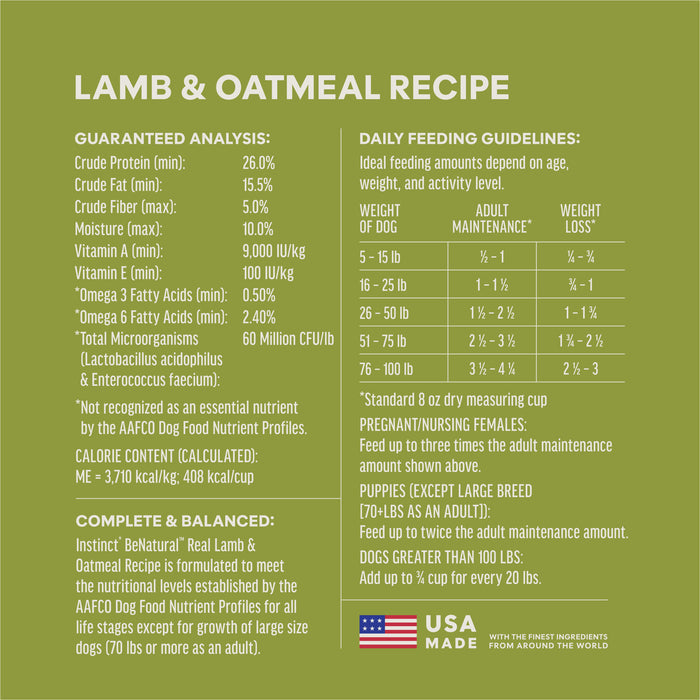BeNatural Kibble Real Lamb & Oatmeal Recipe