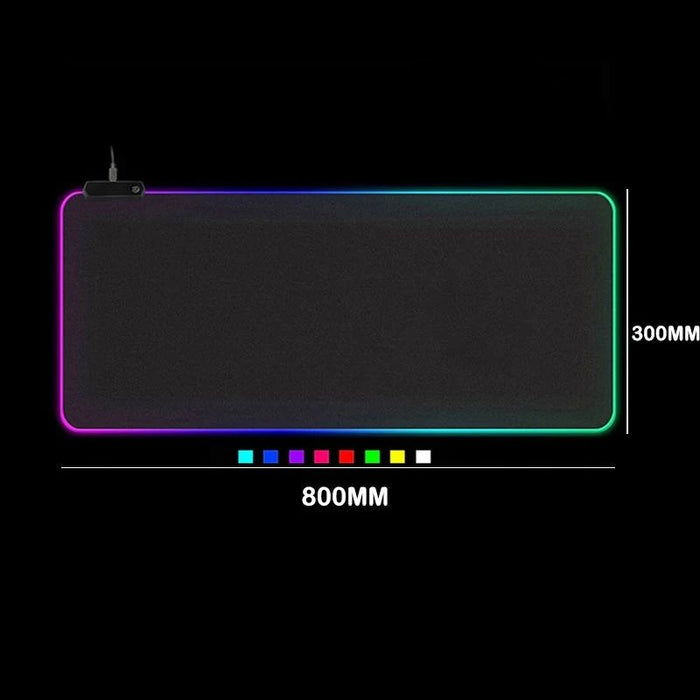 Black LED Gaming Mouse Pad, Large: black, multicolor RGB border RGB illuminated desk mat/mouse pad, minimal gaming style
