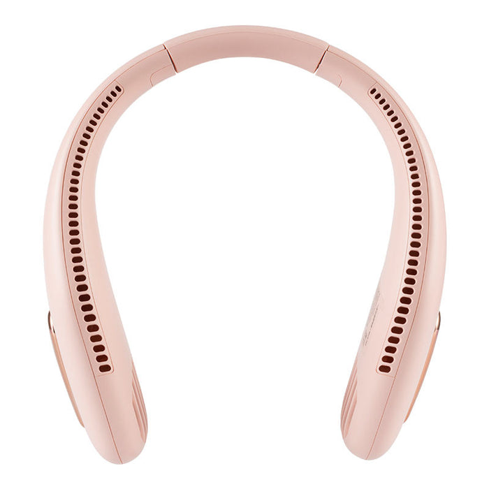 Bladeless Portable Neck Fan with Rechargeable Battery: light pink, rose gold wearable neck fan, minimal style