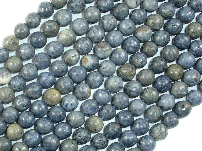 Blue Sponge Coral Beads, 6mm Round Beads-BeadBasic