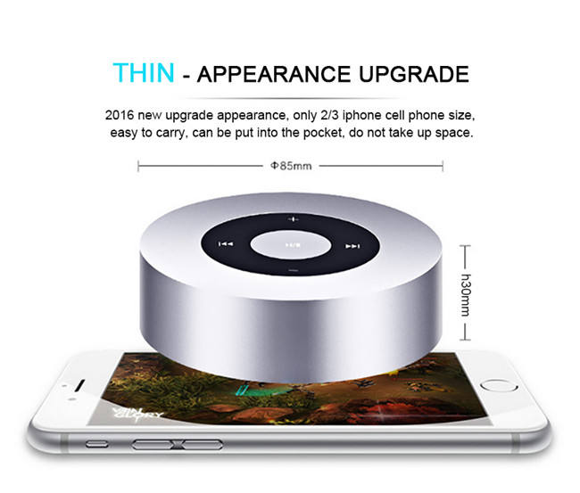 Bluetooth Mini Bass Wireless Speaker: rose gold, black round electronic control device, minimal style