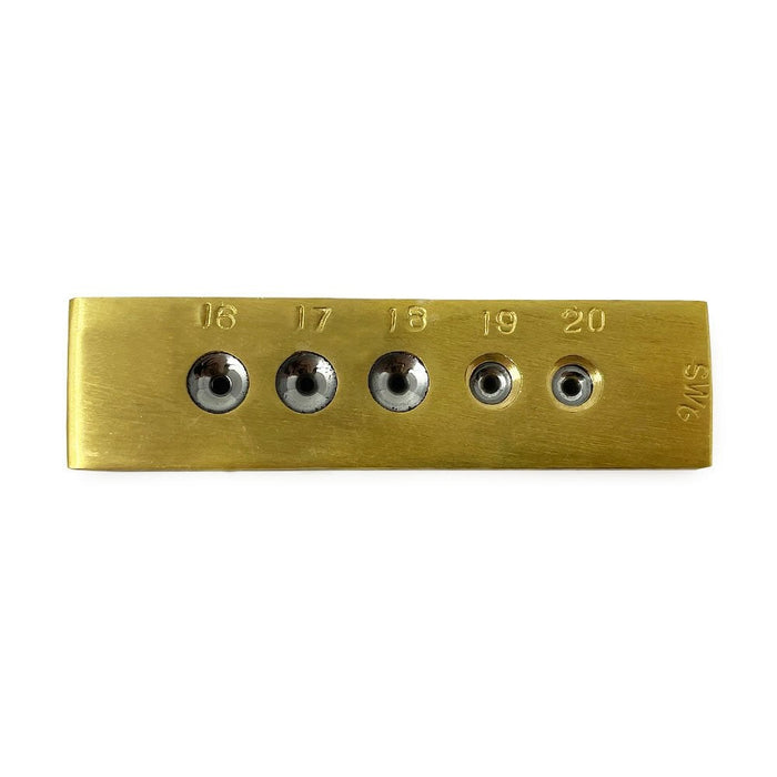 Brass Draw Plate with Tungsten Holes, SWG 16-20