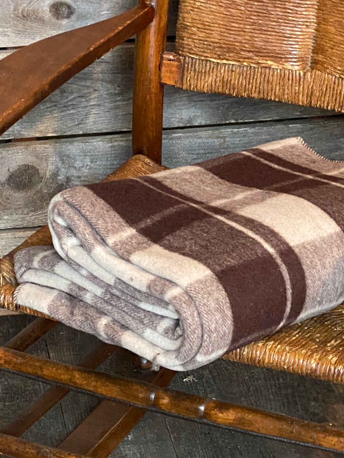 Brown Plaid Wool Blanket