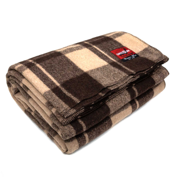 Brown Plaid Wool Blanket