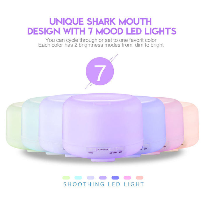 BT Speaker with Colorful Lights & Diffuser: pale aqua, white ultrasonic aroma diffuser/humidifier, minimal style