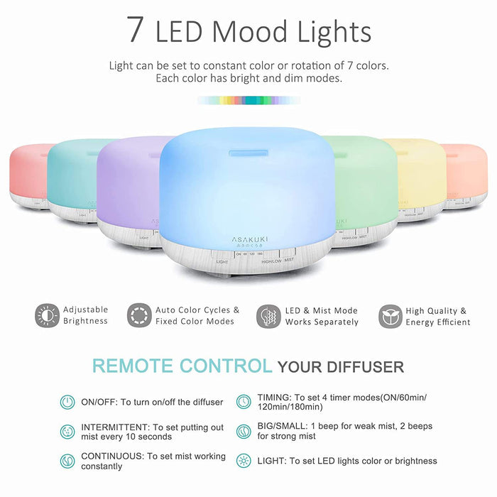 BT Speaker with Colorful Lights & Diffuser: pale aqua, white ultrasonic aroma diffuser/humidifier, minimal style
