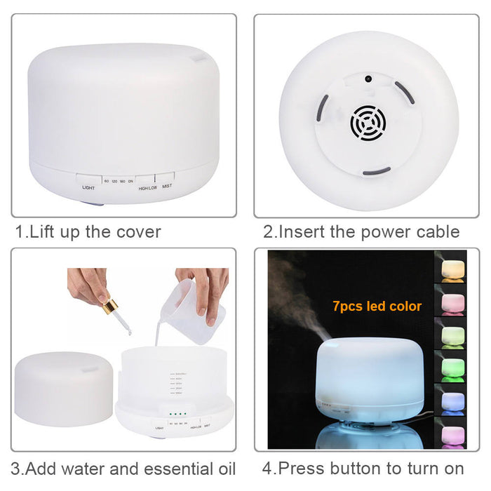 BT Speaker with Colorful Lights & Diffuser: pale aqua, white ultrasonic aroma diffuser/humidifier, minimal style