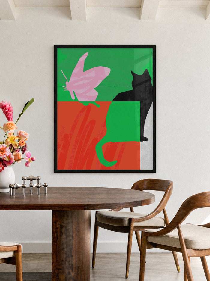 Cat and Butterfly - Sian Roper - 4:5_Black_120926 [Style = 4:5_Black_120926] |frame=4:5_Black_120926| |type=lifestyle|