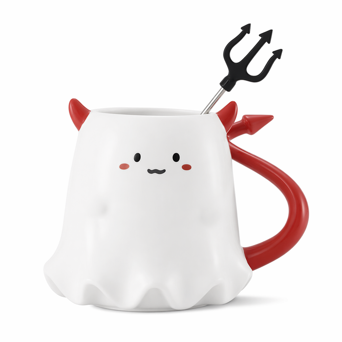 Ceramic Halloween Ghost Mug - Delightful Mug with spoon
