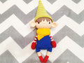 Christmas elf toy crochet in removable hat, scarf and mittens