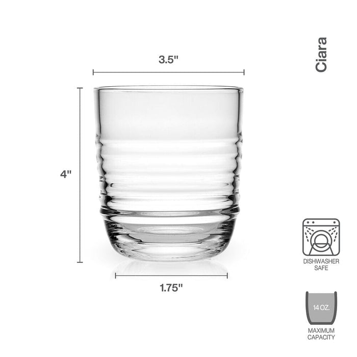 Ciara Set of 4 Double Old Fashioned Whiskey Glasses