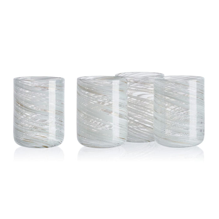 Color Swirl Gray Set of 4 Double Old Fashioned Glasses