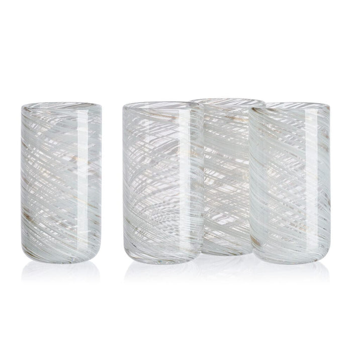 Color Swirl Gray Set of 4 Highball Glasses