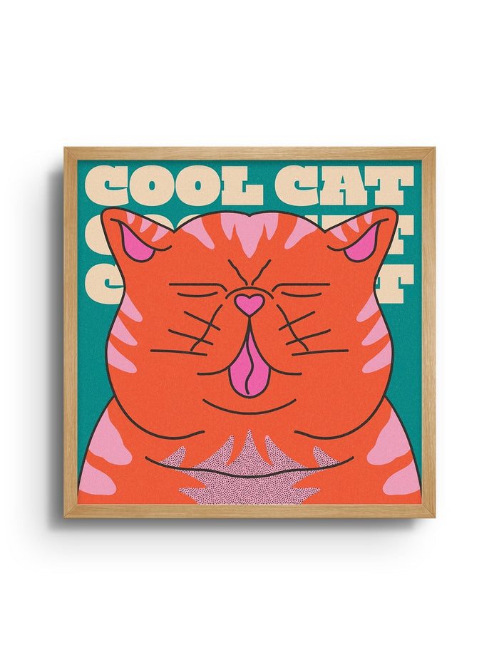 Cool Cat - Orange - Azaazelus - East Side Studio - Art Prints