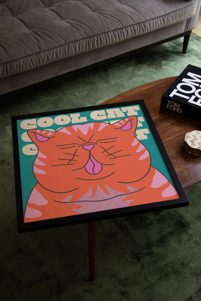 Cool Cat - Orange - Azaazelus - East Side Studio - Art Prints