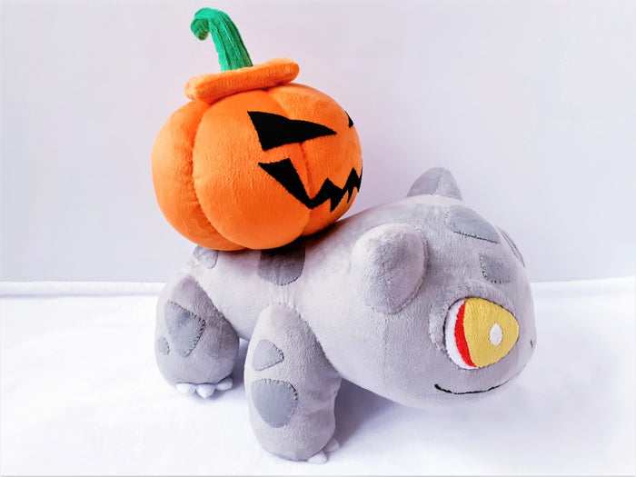 Custom Bulbasaur plush with pumpkin