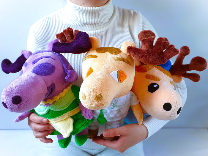 Custom handmade Moose and Zee plush