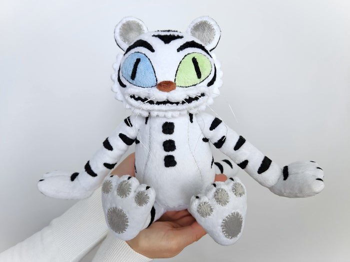 Custom handmade White Tiger Rock plush
