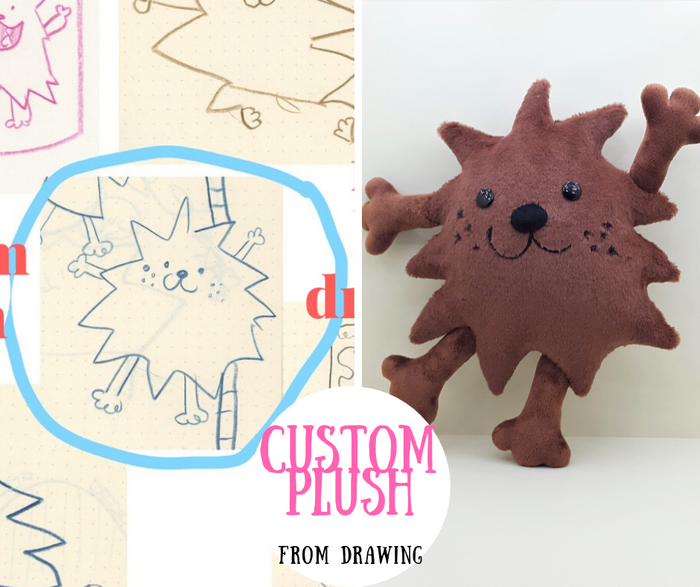 Custom plush from kids drawing