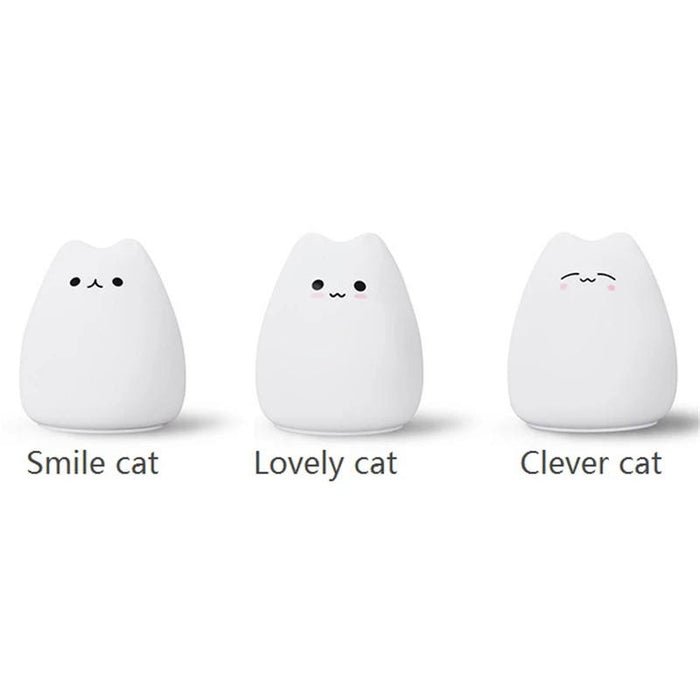 Cute Cat Nursery Lights with Sensor: warm white, pale peach cat, kawaii minimalist cartoon style