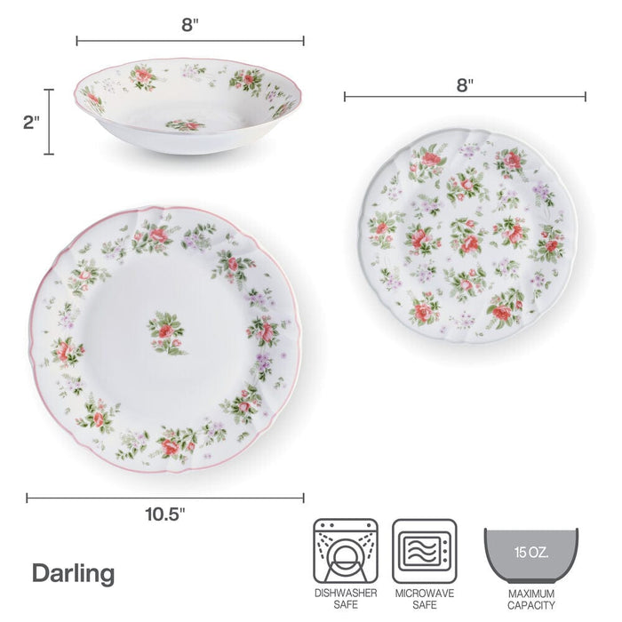 Darling 12 Piece Dinnerware Set Service for 4