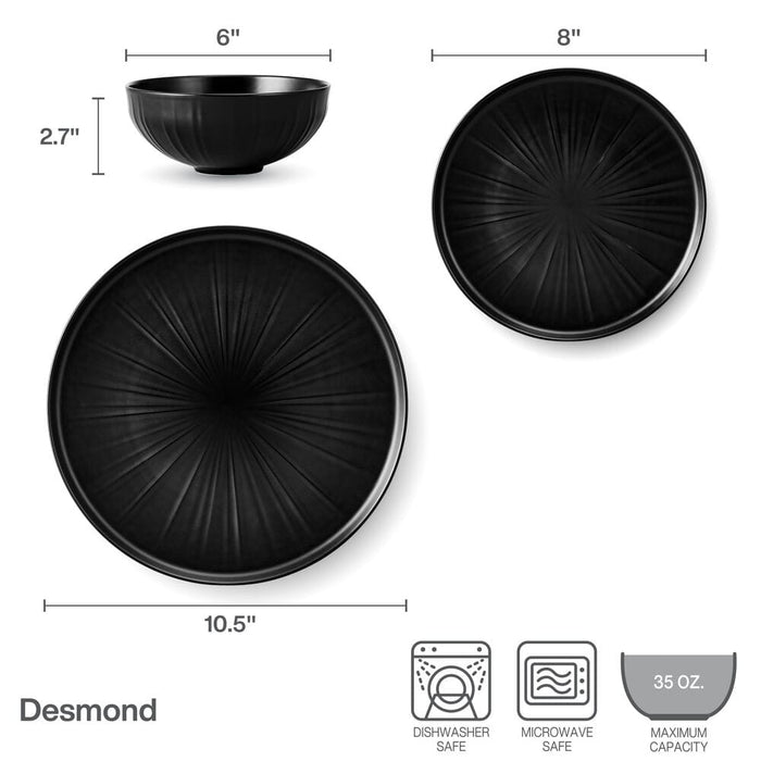 Desmond 12 Piece Bone China Dinnerware Set, Service for 4