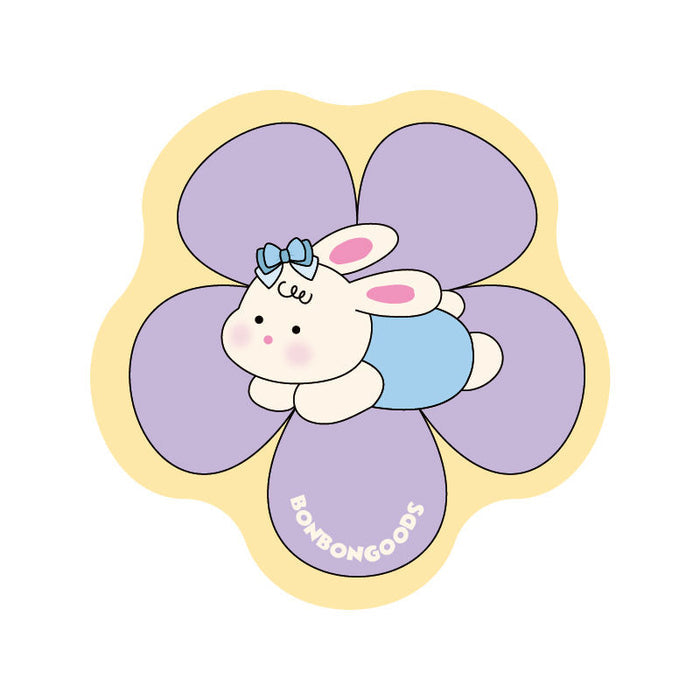 Elegant PU Leather Table Mats: lavender purple, yellow cartoon bunny character, kawaii cartoon style