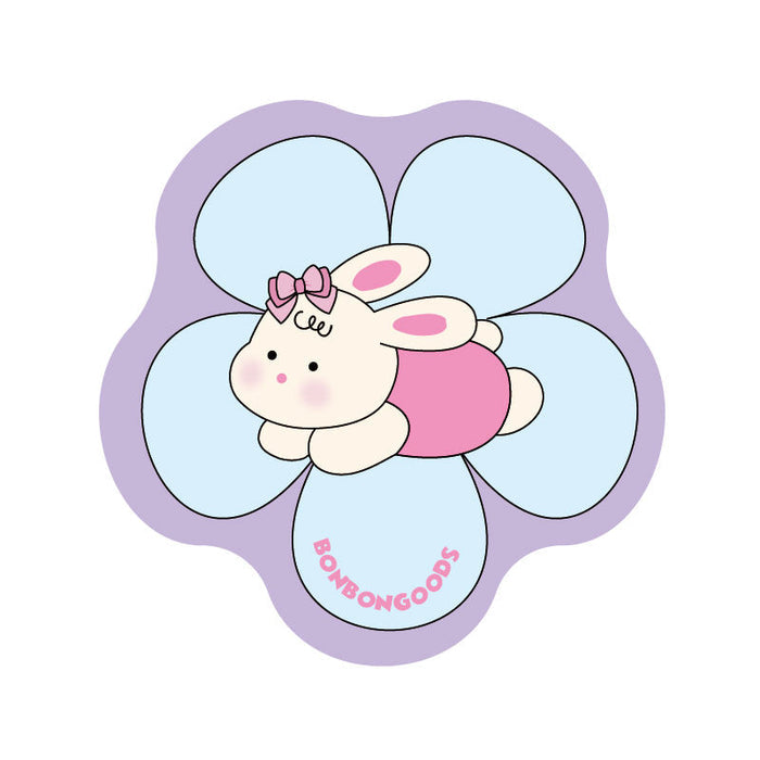 Elegant PU Leather Table Mats: lavender purple, yellow cartoon bunny character, kawaii cartoon style