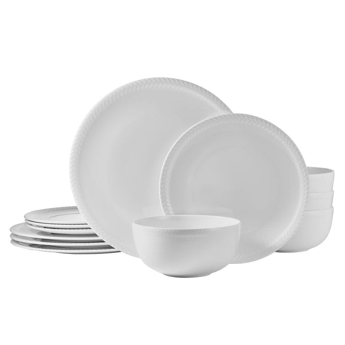 Embossed Rope 12 Piece Dinnerware Set, Service for 4