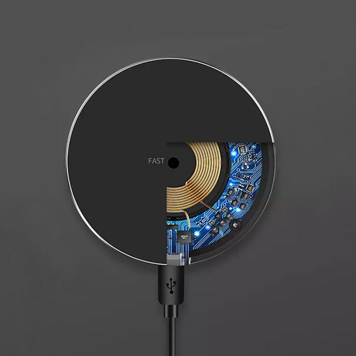 Fast Wireless Charger for iPhone: black, green wireless charging pad, minimal modern style