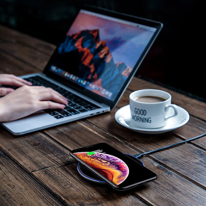 Fast Wireless Charger for iPhone: black, green wireless charging pad, minimal modern style